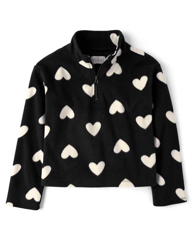 Girls Print Microfleece Half Zip Pullover