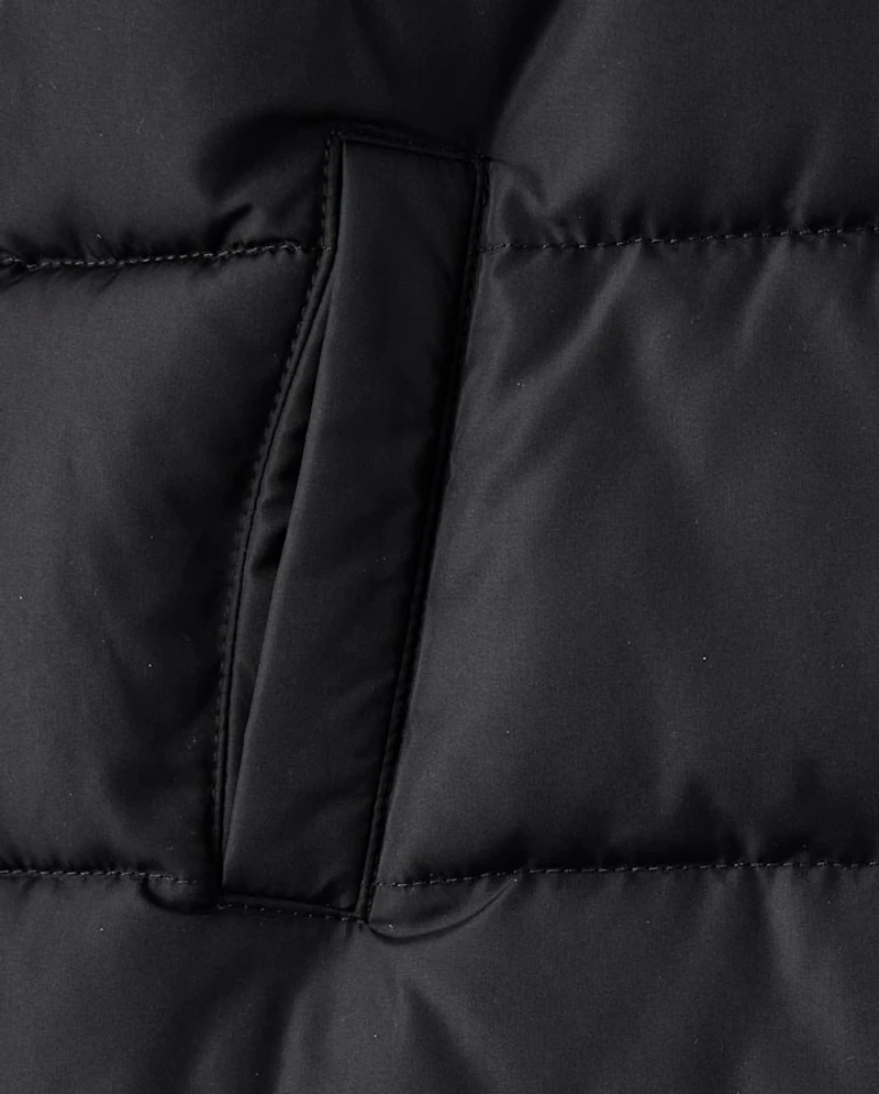 Girls Microfleece Lined Hooded Long Puffer Jacket