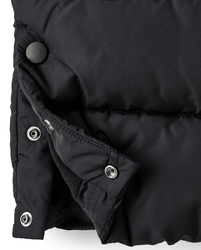 Girls Microfleece Lined Hooded Long Puffer Jacket