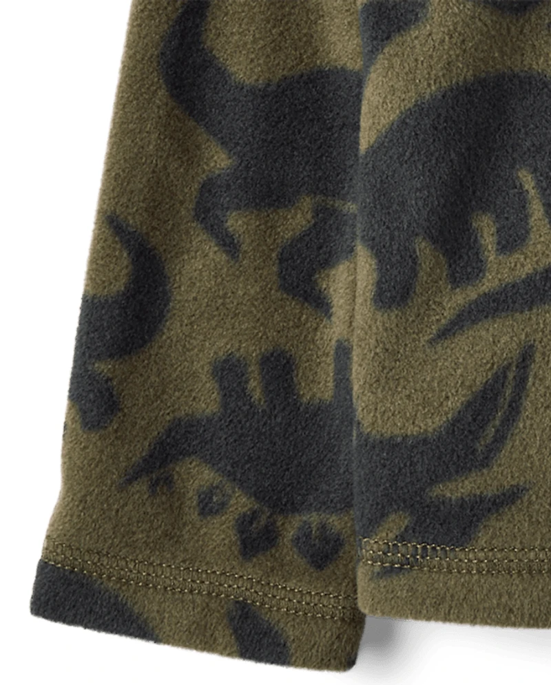 Pull à col zippé en microfibre polaire imprimée pour petit garçon