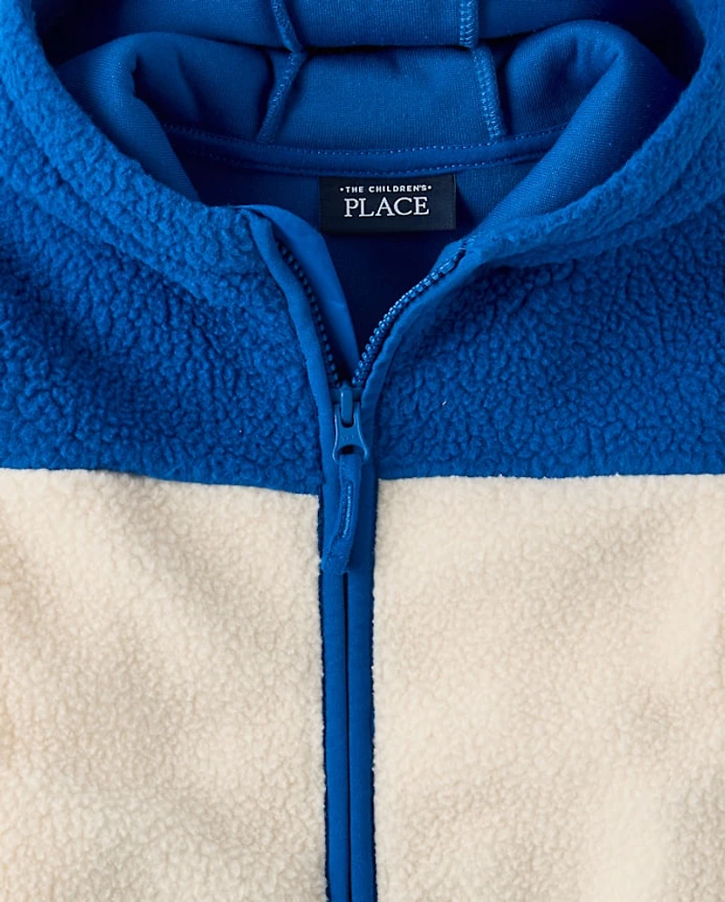 Toddler Boys Colorblock Sherpa Zip Up Hoodie