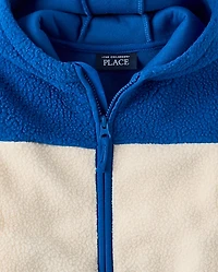 Toddler Boys Colorblock Sherpa Zip Up Hoodie