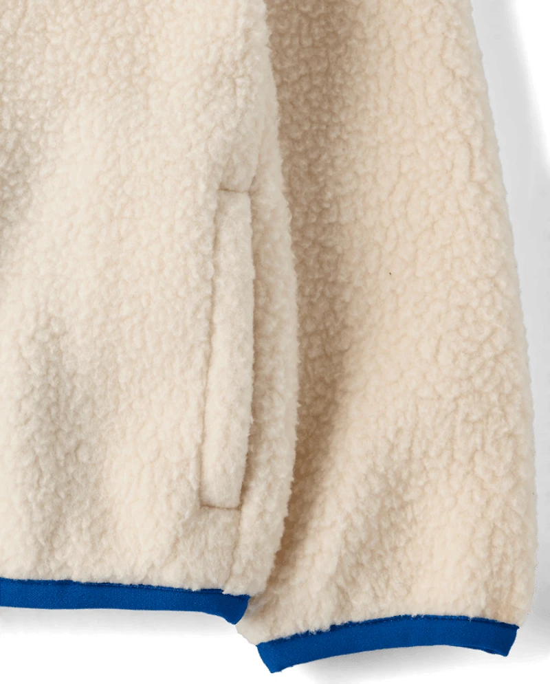 Toddler Boys Colorblock Sherpa Zip Up Hoodie