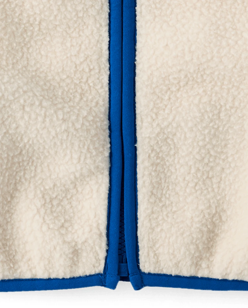 Toddler Boys Colorblock Sherpa Zip Up Hoodie