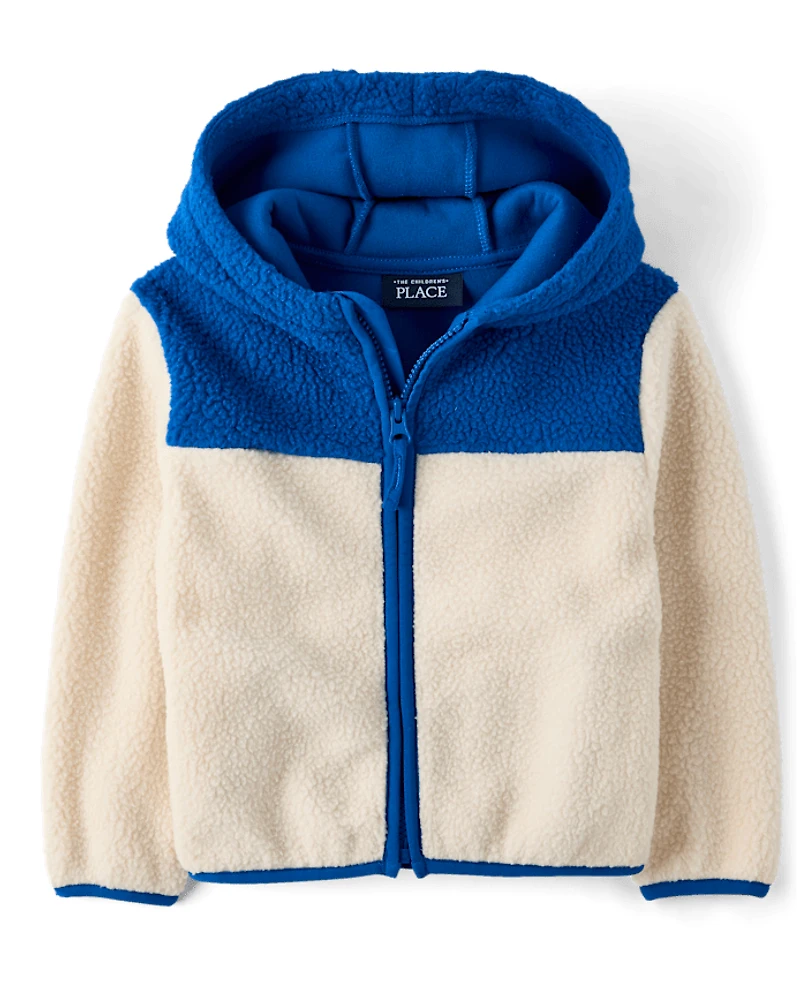 Toddler Boys Colorblock Sherpa Zip Up Hoodie