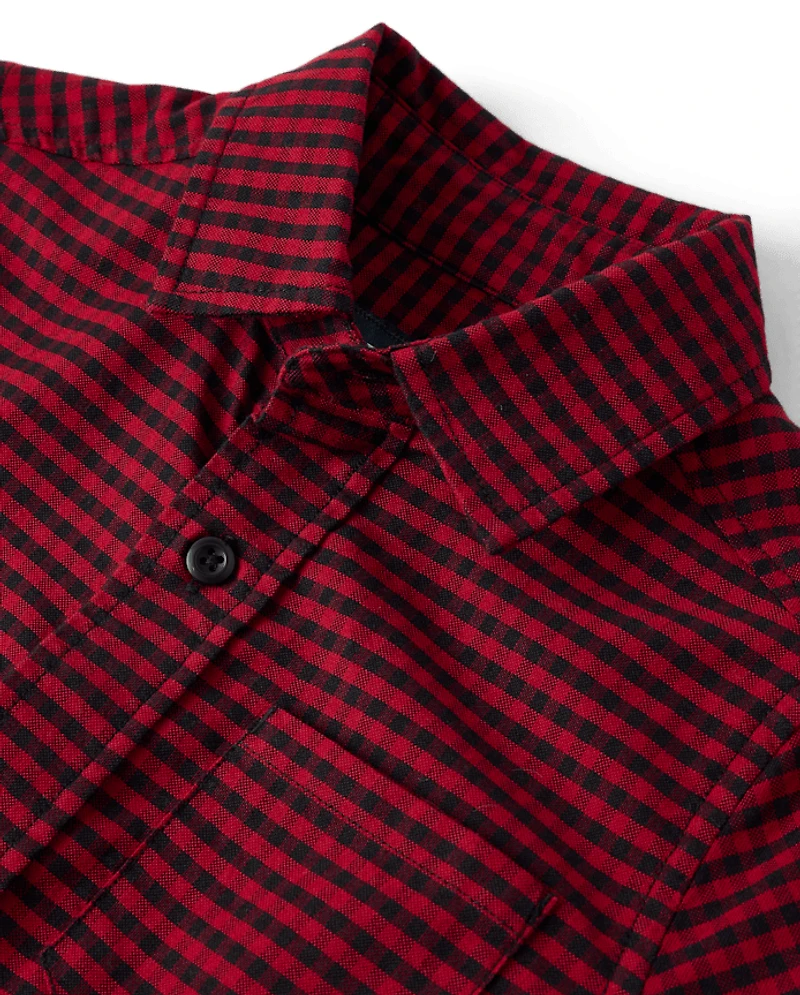 Boys Checkered Oxford Button Up Shirt