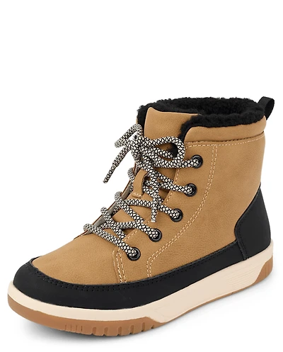 Boys Sherpa Lined Sneaker Boots