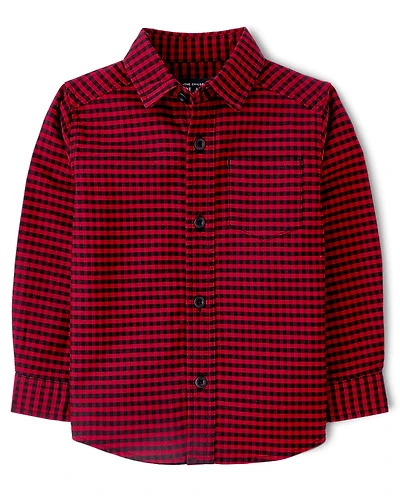 Baby And Toddler Boys Checkered Oxford Button Up Shirt