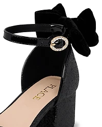 Girls Glitter Bow Block Heels