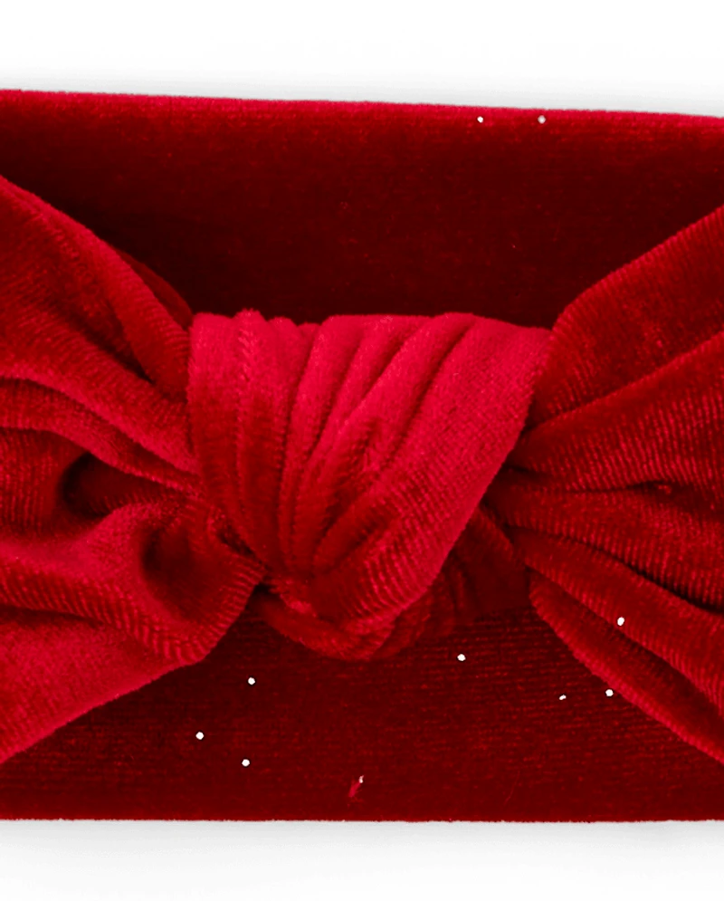 Baby Girls Glitter Velvet Bow Headwrap