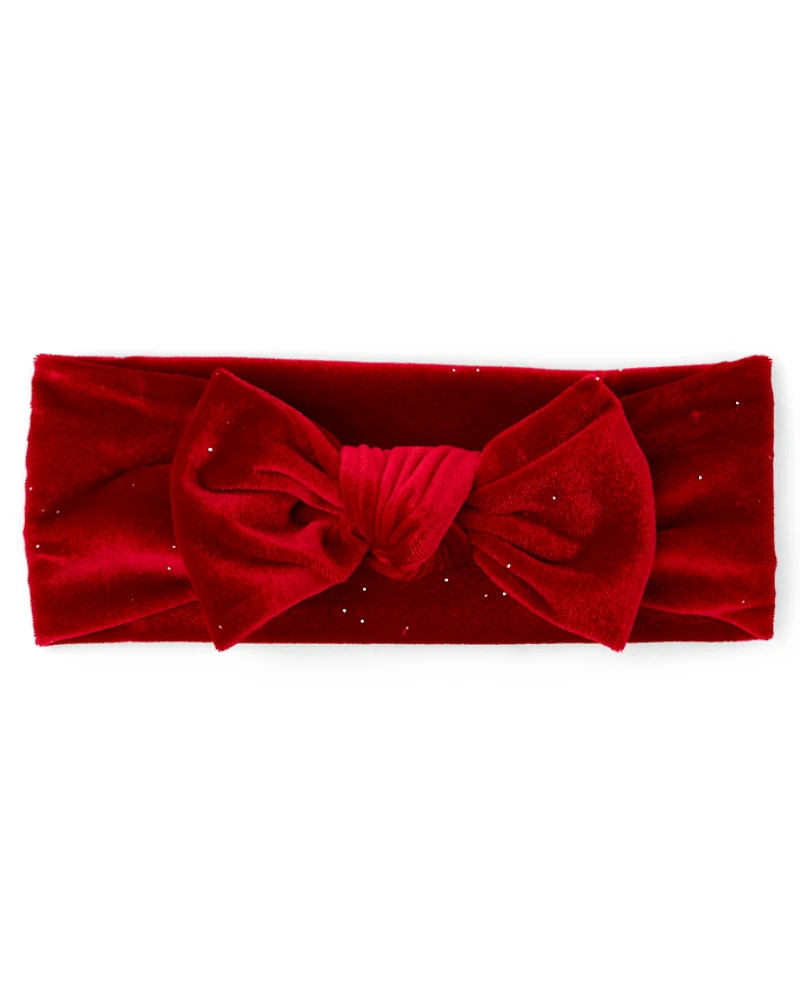 Baby Girls Glitter Velvet Bow Headwrap