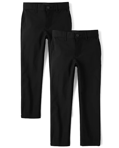Boys Uniform Quick Dry Skinny Premium Chino Pants 2-Pack
