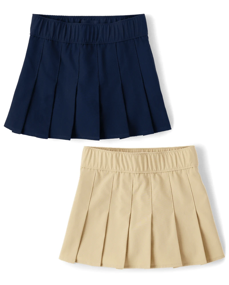 Girls Uniform Quick Dry Pleated Skort 2-Pack