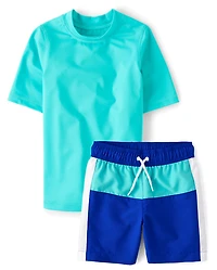 Boys Colorblock Rashguard Swimsuit