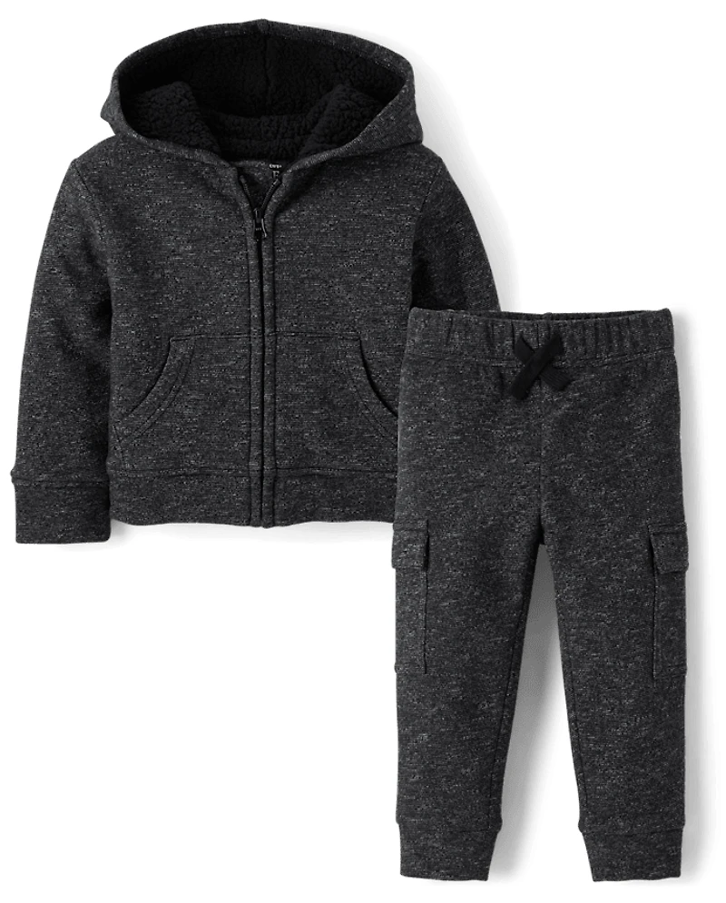Baby And Toddler Boys Marled Fleece 2-Piece Outfit Set