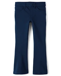 Girls Uniform Ponte Knit Pull On Flare Pants 2-Pack