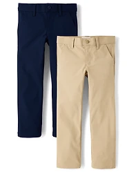 Girls Uniform Quick Dry Skinny Chino Pants 2-Pack