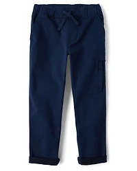 Boys Stretch Roll Cuff Pull On Chino Pants 2-Pack
