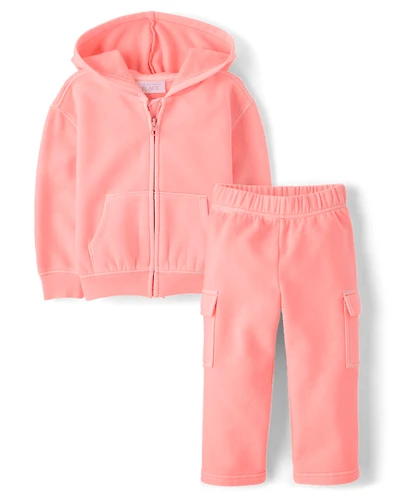 Toddler Girls Garment Dyed Premium Fleece 2-Piece Outfit Set