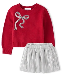 Toddler Girls Sequin Bow 2-Piece Outfit Set