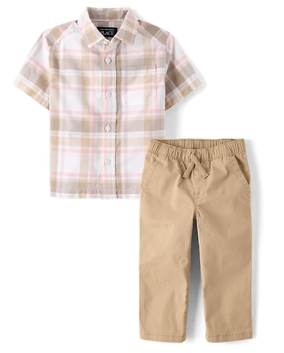 Baby And Toddler Boys Plaid 2-Piece Outfit Set