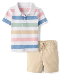 Baby And Toddler Boys Striped 2-Piece Outfit Set