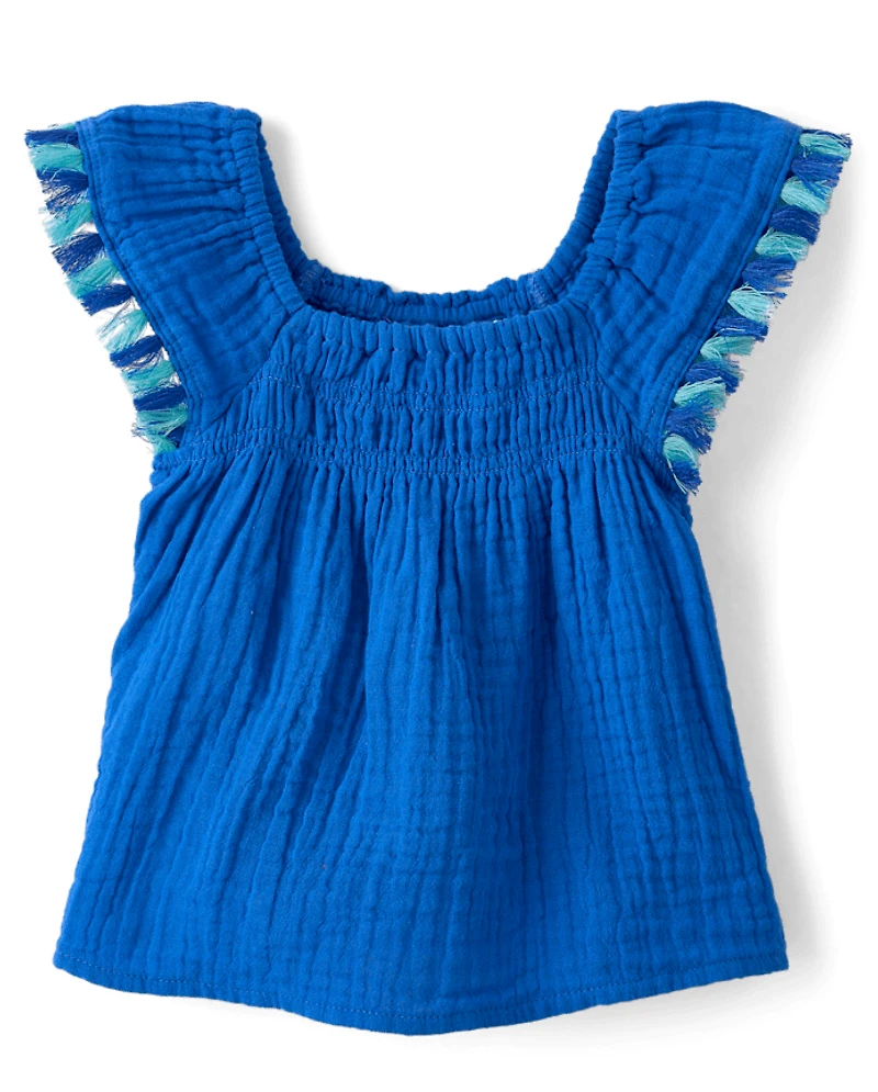 Baby And Toddler Girls Tassel Gauze 2-Piece Outfit Set