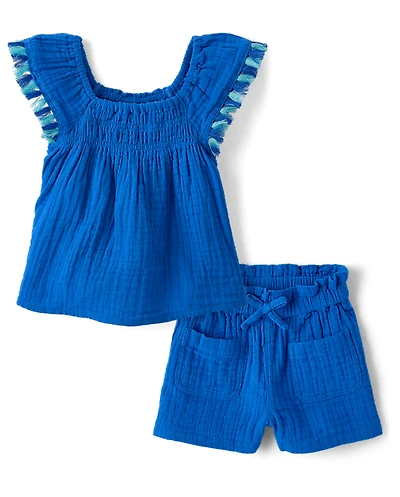 Baby And Toddler Girls Tassel Gauze 2-Piece Outfit Set