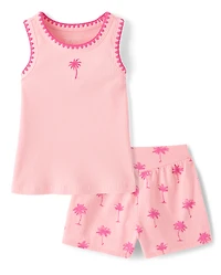 Baby And Toddler Girls Palm Tree 2-Piece Outfit Set