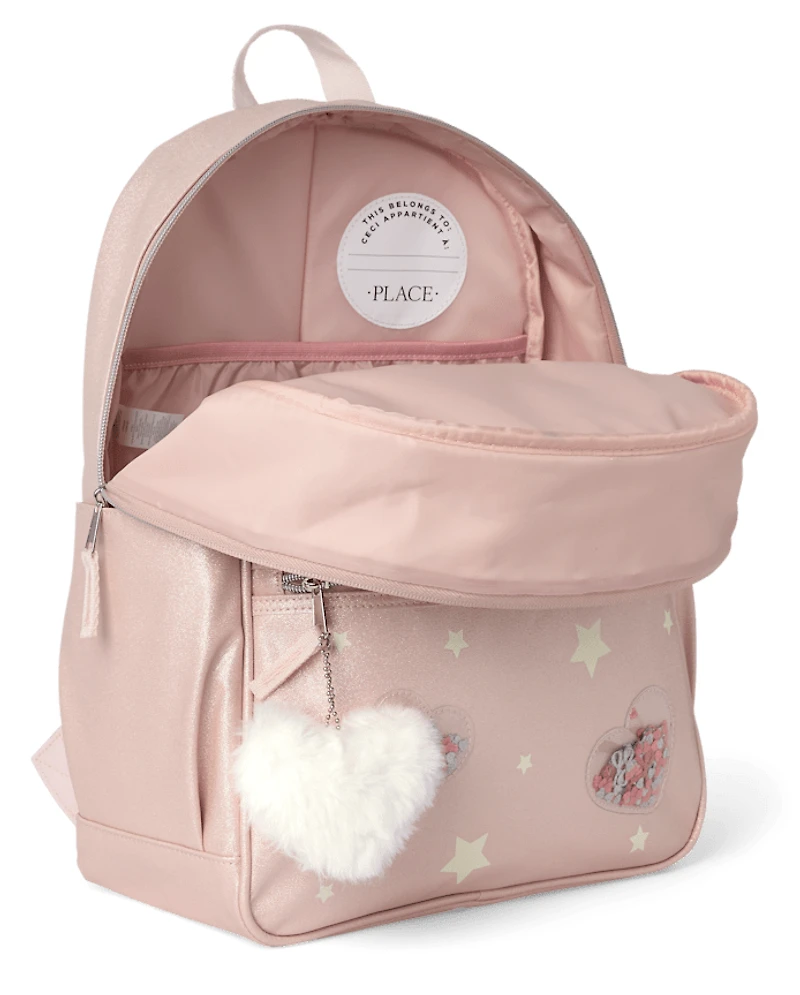 Girls Shakey Heart Backpack 2-Piece Set
