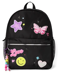 Girls Embroidered Patch Backpack 2-Piece Set
