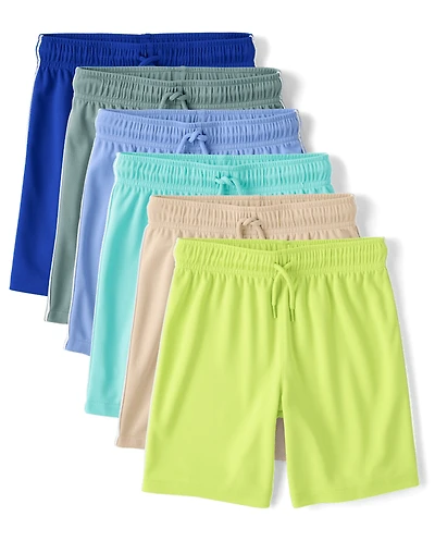 Kids Quick Dry Side Stripe Mesh Active Shorts 6-Pack