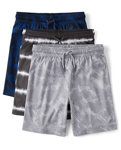Kids Quick Dry Print Mesh Active Shorts