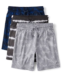Kids Quick Dry Print Mesh Active Shorts