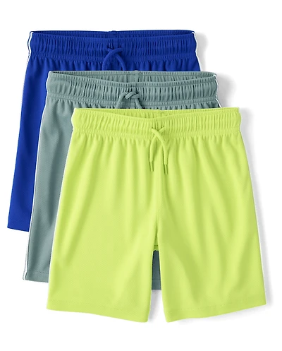 Kids Quick Dry Side Stripe Mesh Active Shorts -Pack
