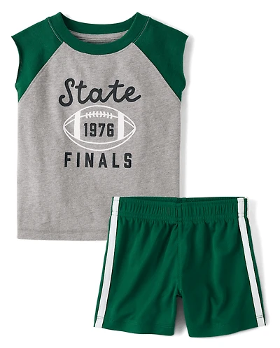 Baby And Toddler Boys Colorblock Varsity 2-Piece Outfit Set