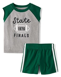 Baby And Toddler Boys Colorblock Varsity 2-Piece Outfit Set