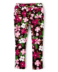 Girls Floral Corduroy Jeggings - Pony Club
