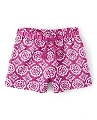 Girls Medallion Tassel Belted Shorts - Summer Sunsets