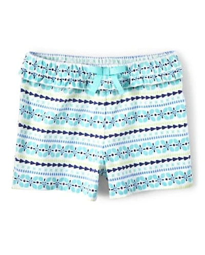 Girls Striped Ruffle Bow Shorts - Island Getaway