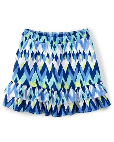 Girls Ikat Tiered Skort - Island Getaway
