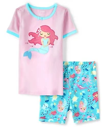 Girls Mermaid Cotton 2-Piece Pajamas - Gymmies