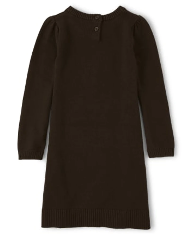 Girls Embroidered Sweater Dress - Lil Pumpkin