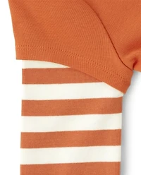Girls Embroidered Halloween Layered Top - Lil Pumpkin