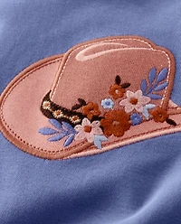 Girls Embroidered Cowgirl Top - Western Skies