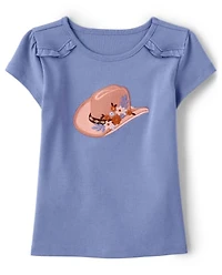 Girls Embroidered Cowgirl Top - Western Skies