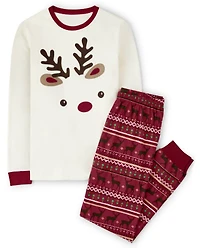 Adult Reindeer Fairisle Cotton 2-Piece Pajamas - Gymmies