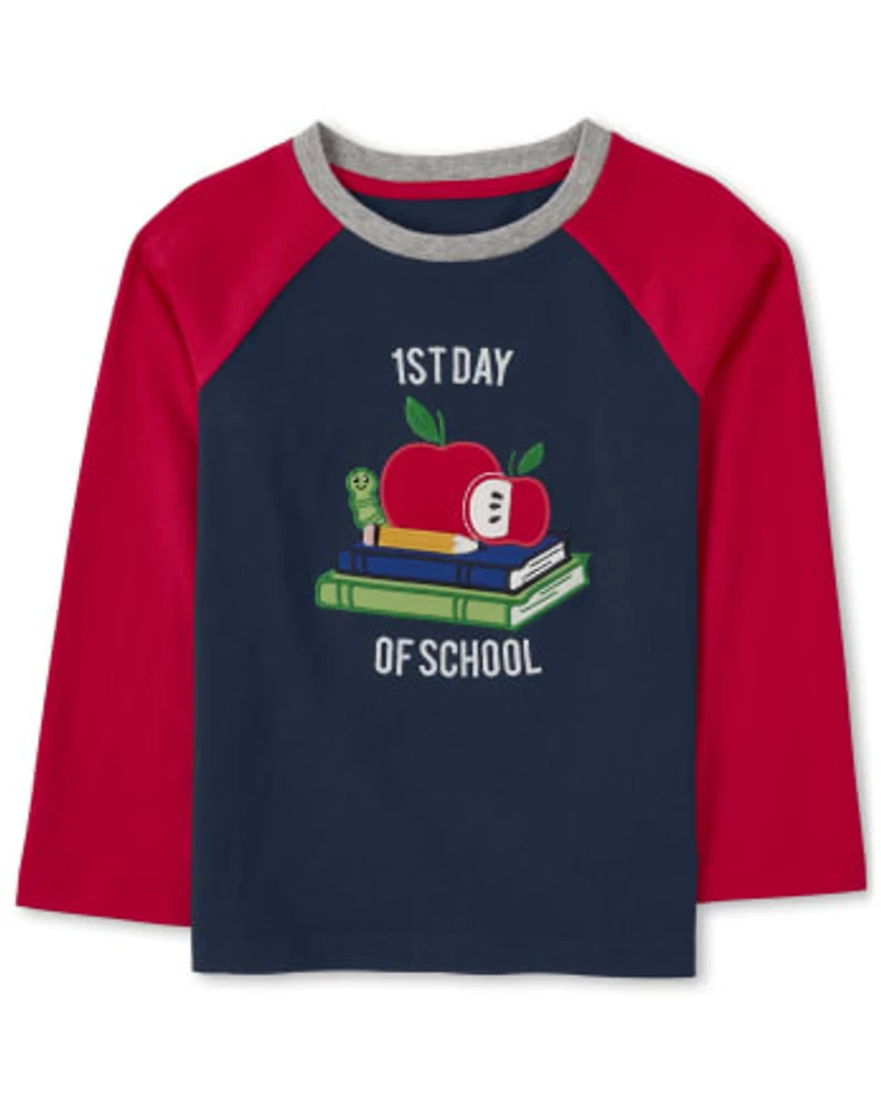Boys Embroidered School Raglan Top - Teacher's Favorite