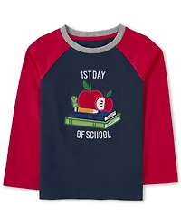 Boys Embroidered School Raglan Top - Teacher's Favorite