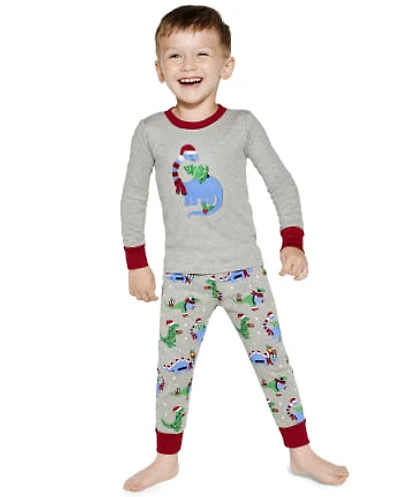 Pyjama 2 pièces en coton dinosaure de Noël pour garçons - Gymmies